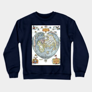 Antique Heart Shaped Map by Petrus Apianus (Peter Apian) Crewneck Sweatshirt